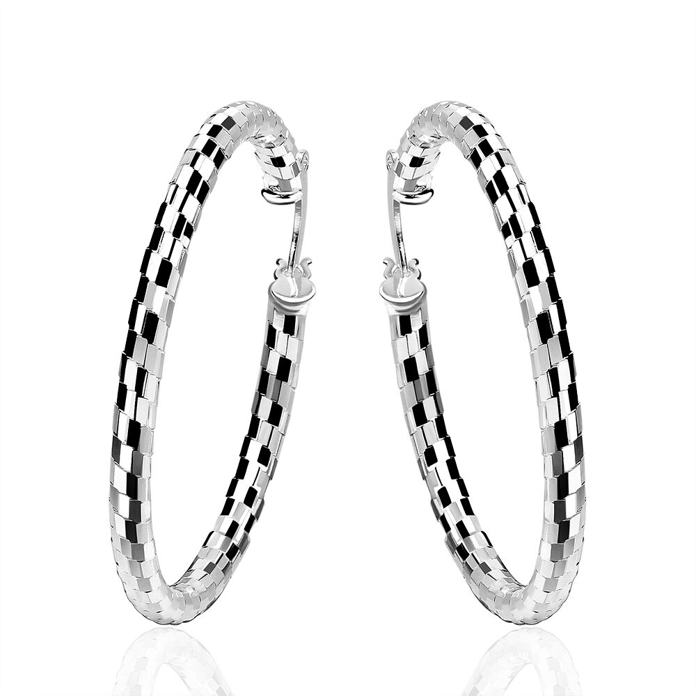 Sterling Silver Plated Earrings Hoop French Clip .12" L367