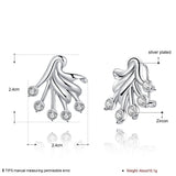 Sterling Silver Plated Earrings Flower Stud Push Back Clasp L697