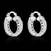 Sterling Silver Plated  Earrings Hoop French Clip  .92" L402