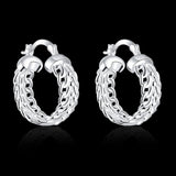 Sterling Silver Plated  Earrings Hoop French Clip  .92" L402