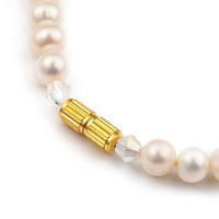 Beaded Bracelet Cultured Freshwater Pearl Gold Plated Screw White 7.4" Z145