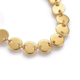 Stainless Steel Link Bracelet Lobster Flat Round Gold 7-1/2inches(19cm) 8mm Z102