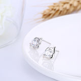 Sterling Silver Earrings  Stud AAA Zirconia  Push Back Clasp L730