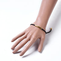 Adjustable Cord Bracelets Rice Beads 304 Stainless Steel Tube Gold Black P532