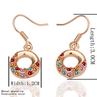 Rose Gold Plated Colors Earrings Drop Dangle AAA Zirconia Fish Hook.48" L244