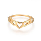 304 Stainless Steel Finger Rings Heart Wing Gold Size 5~8 15~18mm Z683
