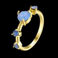 Brass Finger Rings with Opalite Size 9 Gold 18.9mm  P676