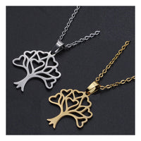 Stainless Steel Pendant Necklace Lobster Clasp Tree Silver Gold 17.71" 1.5mm P85