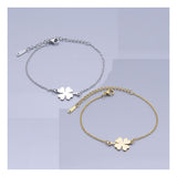 Stainless Steel Link Bracelet Lobster Clasp Clover Silver Gold Adjustable P266