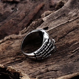 Stainless Steel Antique Gothic Biker Tribal Ring Black Men's Unisex Skull B184