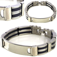 Unisex Stainless Steel Rubber ID Bracelet Chain Link 8.5" G11