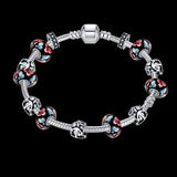 Sterling Silver European Beads Flowers Magnetic Bracelet 8 Inches 2.7MM L102