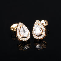 Gold Plated Earring  Drop Tear AAA Cubic Zirconia Women's G247