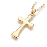 Stainless Steel Pendant Necklace Chain Lobster Religion Cross Gold 17.5" A219