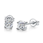 Platinum Earrings Stud AAA Zirconia Push Back Antiallergic  0.18" L162