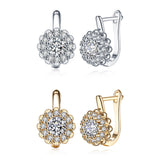 Platinum Plated Earrings  Hoop Huggies AAA Zirconia Latch Back Clasp L582