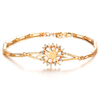 Gold Plated Bracelet Flower AAA Cubic Zirconia Women' Spring Ring Clasp G116