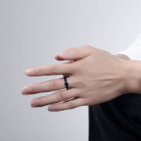 Stainless Steel Band Wedding Ring Black Men's Unisex B429