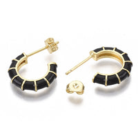 Earrings Hoop Earrings Enamel Earring Backs Bamboo Black 0.7mm Z430