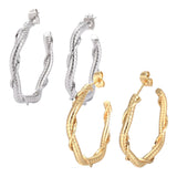 Stainless Steel Half Hoop Earrings Stud  Hypoallergenic Twisted Ring Gold Z275