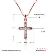 Rose Gold Plated Necklace Pendant Cross AAA Zirconia 20" 2MM Lobster Clasp B335