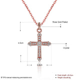 Rose Gold Plated Necklace Pendant Cross AAA Zirconia 20" 2MM Lobster Clasp B335