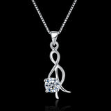 Sterling Silver Necklace Pendant Drop AAA Zirconia 18" 1MM Lobster Clasp B403