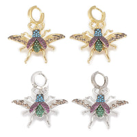 Cubic Zirconia Dangle Earrings Bee Colorful Gold Platinum 34mm pin 1mm  P634