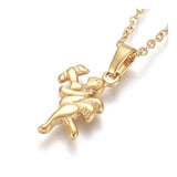 304 Stainless Steel Pendant Necklace Chain Lobster Angel Gold 17.5" 1.5mm  A245