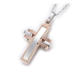 Stainless Steel Pendant Necklace Lobster Cross Rose Gold Silver 18" Z545