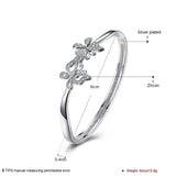 Sterling Silver Plated Bracelet Flower Bangle 4MM Clip L250