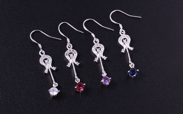 Sterling Silver Drop Dangle Hook Earrings  Zirconia L57