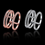 Rose Gold Platinum Plated Fashion Ring AAA Zirconia Women knuckle B306