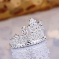 Sterling Silver Plated Fashion Ring AAA Zirconia Women Crown B376