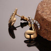 Gold Zirconia Stud Earrings Song Notes Melody L104