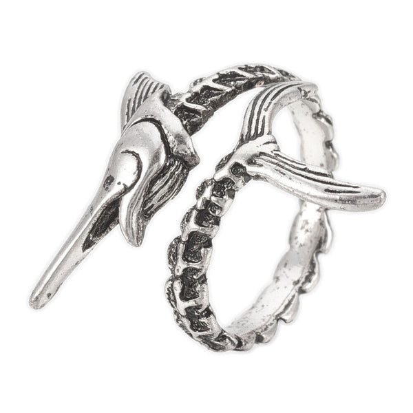 Alloy Cuff Finger Ring Swordfish Antique Silver Size 9 Adjustable 19mm P400