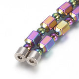 Magnetic Hematite Beaded Necklace Vacuum Plating Round Hexagonal 21.57" P683