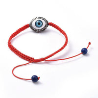 Red Nylon Thread Braided Bracelet Evil Eye Beads Turquoise Adjustable Z125