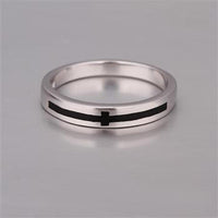 Platinum Unisex Black Line Cross Band Ring Size 8 B95