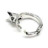 Alloy Cuff Finger Ring Wolf Adjustable Antique Silver Size 7 Adjustabl 17mm P426