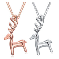 Zinc Alloy Pendant Necklace Christmas Reindeer Platinum Rose Gold 17.7" P29