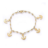 304 Stainless Steel Charm Bracelet Lobster Anchor Gold 8.2" 3mm  A85