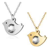 Stainless Steel Pendant Necklaces Rhinestone Chains Bird Silver Gold 15.7" P666