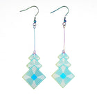201 Stainless Steel Dangle Earrings Purrple Electroplated Rhombus 91mm P688