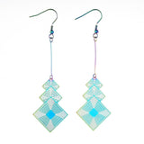 201 Stainless Steel Dangle Earrings Purrple Electroplated Rhombus 91mm P688