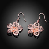 Rose Gold Plated Earrings Drop Dangle Fish Hook Antiallergic Flower.84" L249