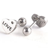 Stainless Steel Ear Plugs Ear Studs Valentine's Day Heart Word Love Silver Z352