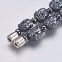 Non-magnetic Hematite Mala Necklaces Magnetic Buddha 22.9 inches 58.3cm Z543