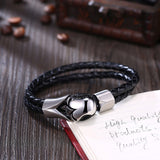 Stainless Steel Leather Bracelet 8 Inches 14.4MM Hook L347