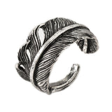 Alloy Cuff Finger Ring Ring Feather Antique Silver Size 5 Adjustable 18.5mm P408